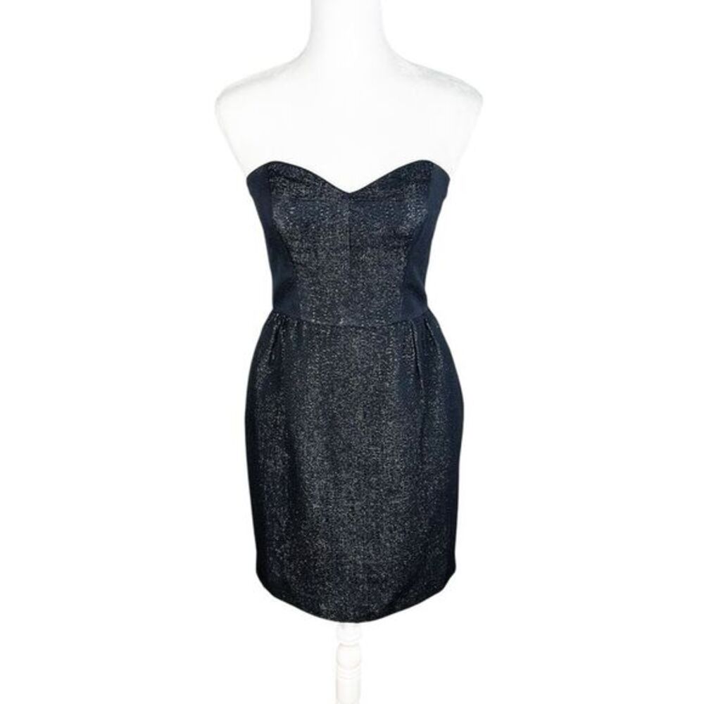 Milly Black Metallic Strapless Fit & Flare Cocktail Dress with Pockets Size 4